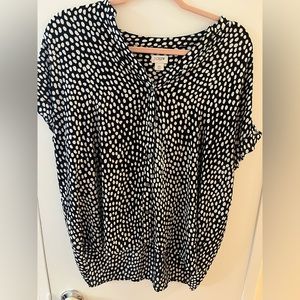 Navy & white dot button double blouse